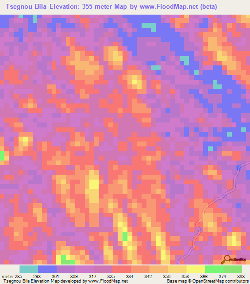 Tsegnou Bila,Gabon Elevation Map