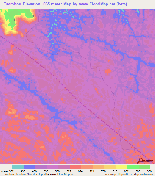 Tsambou,Gabon Elevation Map