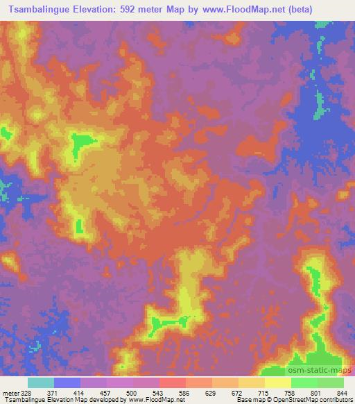 Tsambalingue,Gabon Elevation Map