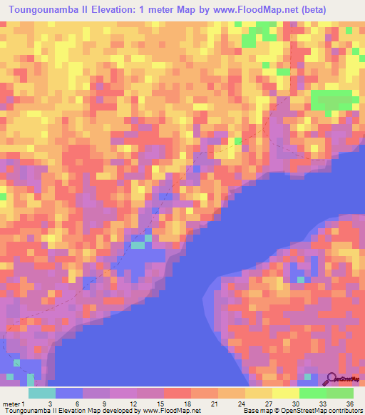 Toungounamba II,Gabon Elevation Map