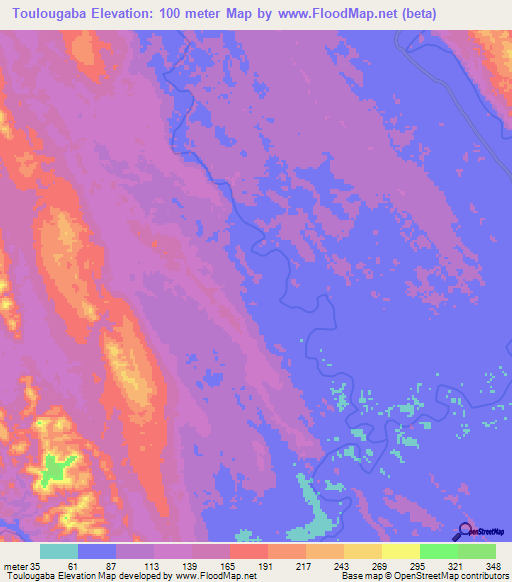 Toulougaba,Gabon Elevation Map