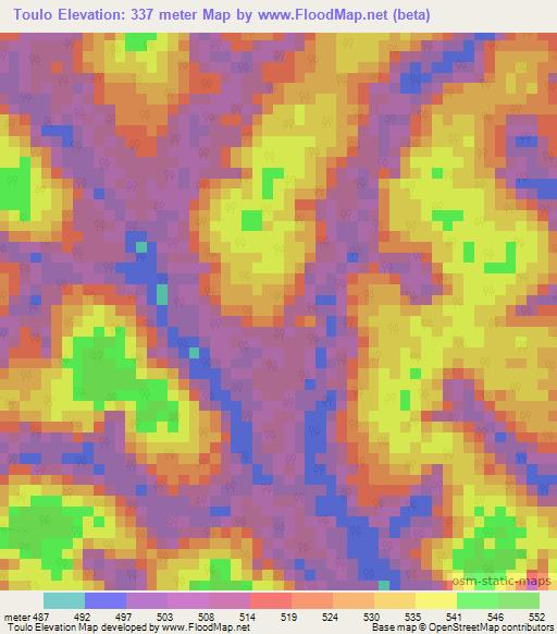 Toulo,Gabon Elevation Map