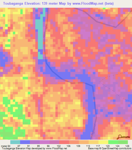 Toubaganga,Gabon Elevation Map