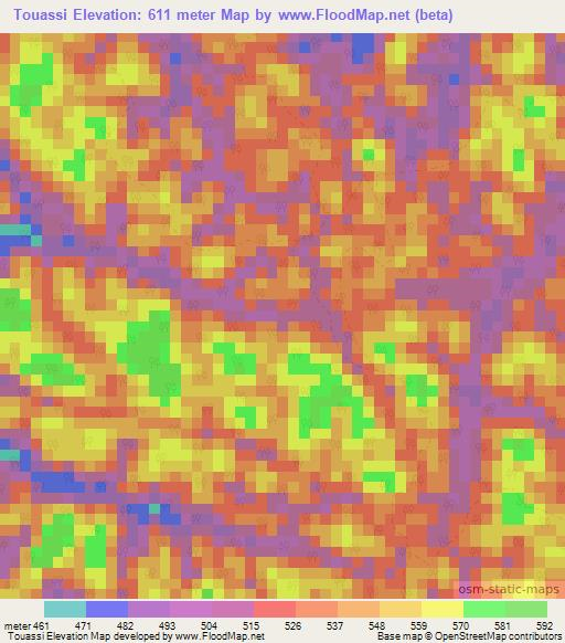 Touassi,Gabon Elevation Map