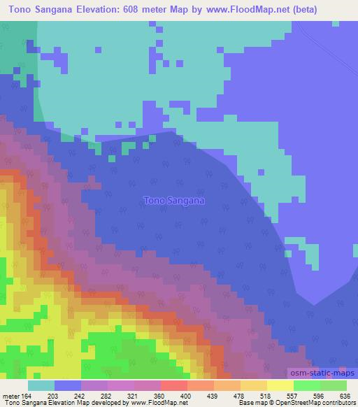 Tono Sangana,Gabon Elevation Map