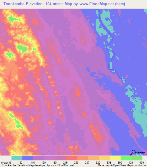 Tonokamba,Gabon Elevation Map