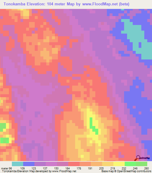 Tonokamba,Gabon Elevation Map