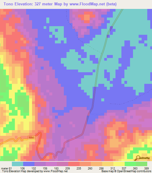 Tono,Gabon Elevation Map