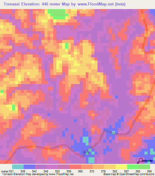 Tomassi,Gabon Elevation Map