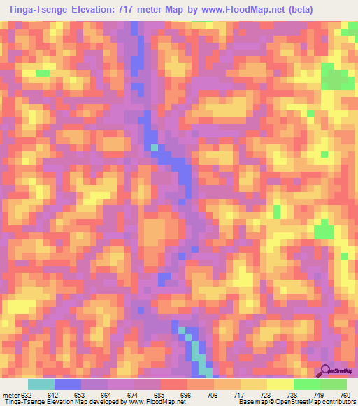 Tinga-Tsenge,Gabon Elevation Map