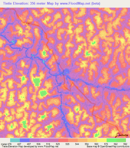 Tietie,Gabon Elevation Map
