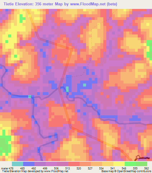 Tietie,Gabon Elevation Map