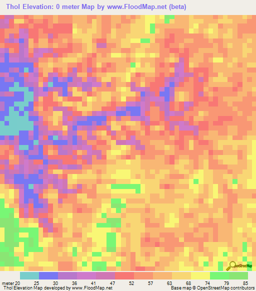 Thol,Gabon Elevation Map