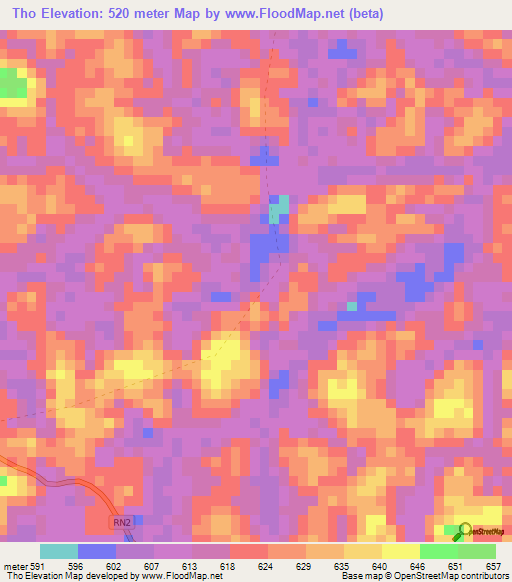 Tho,Gabon Elevation Map