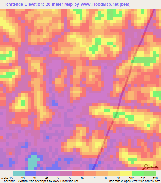 Tchitende,Gabon Elevation Map