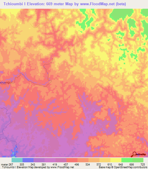 Tchioumbi I,Gabon Elevation Map