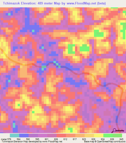 Tchimazok,Gabon Elevation Map