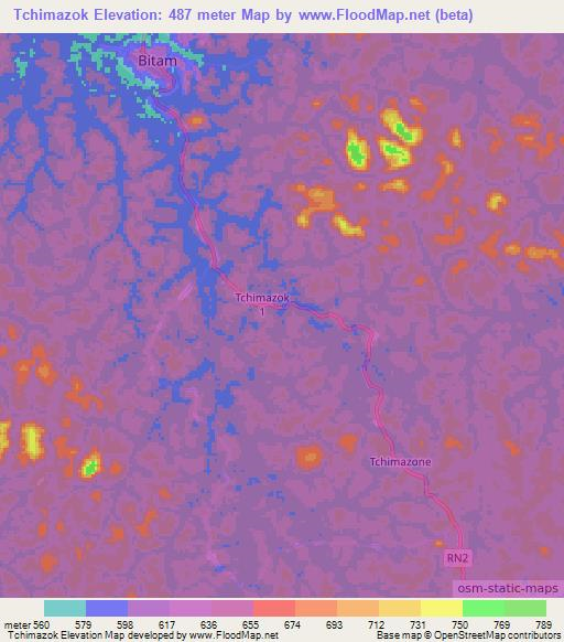 Tchimazok,Gabon Elevation Map