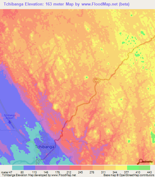 Tchibanga,Gabon Elevation Map
