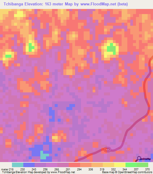Tchibanga,Gabon Elevation Map
