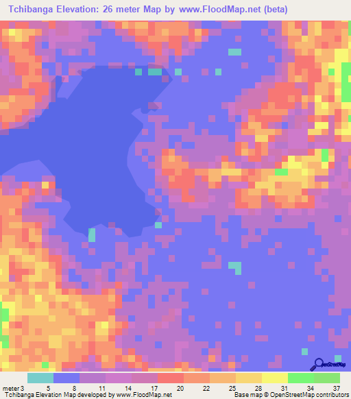 Tchibanga,Gabon Elevation Map