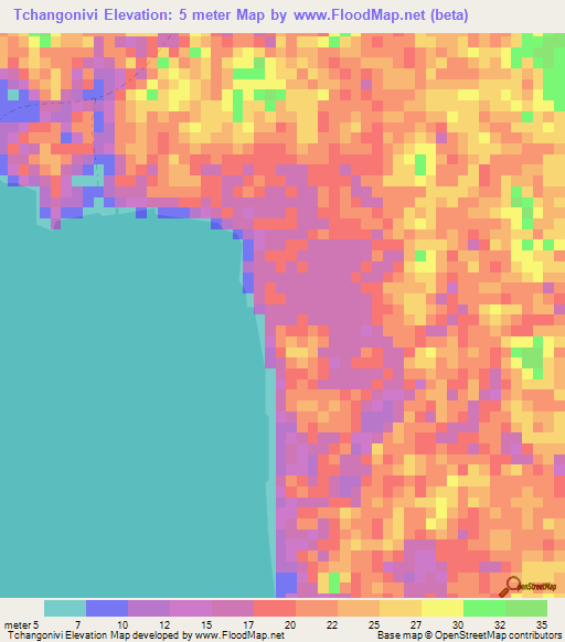 Tchangonivi,Gabon Elevation Map