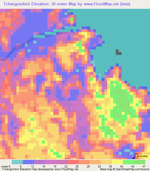 Tchangombini,Gabon Elevation Map