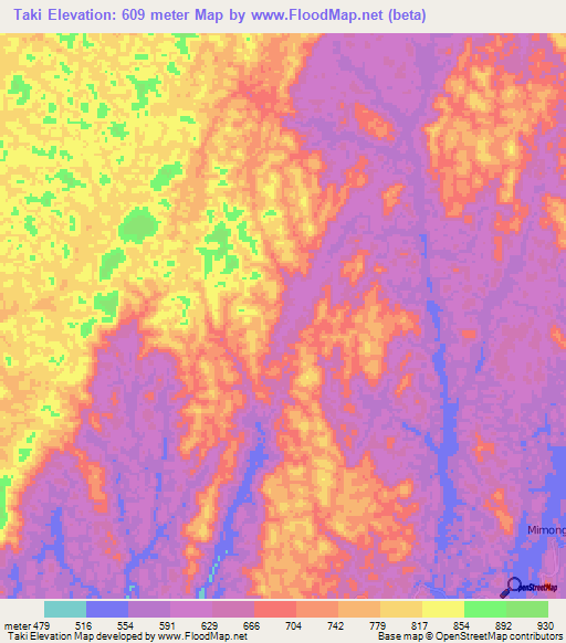 Taki,Gabon Elevation Map