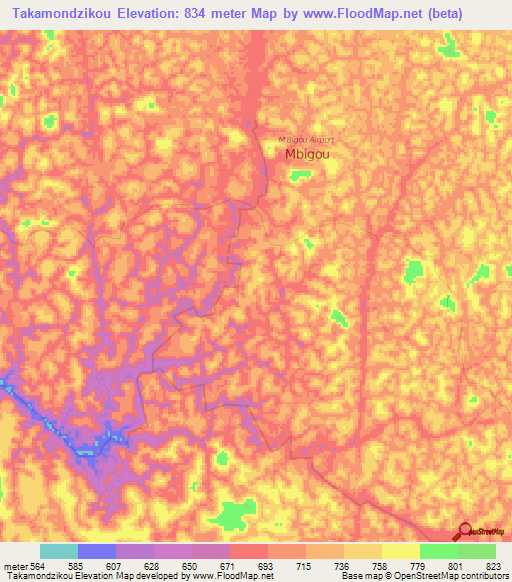 Takamondzikou,Gabon Elevation Map