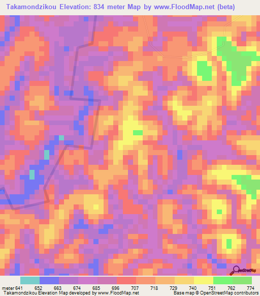 Takamondzikou,Gabon Elevation Map