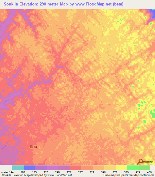 Soukila,Gabon Elevation Map