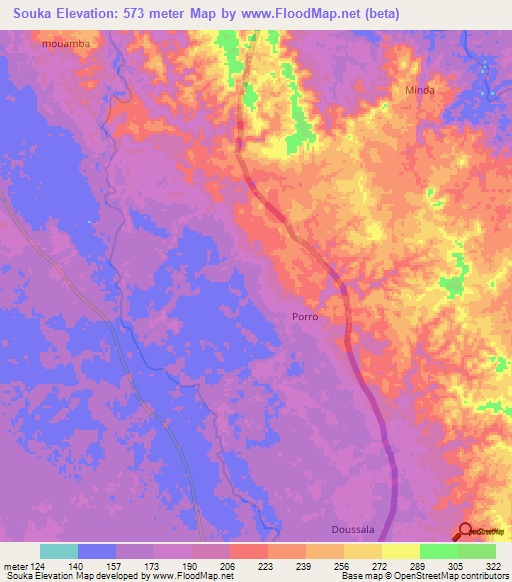 Souka,Gabon Elevation Map