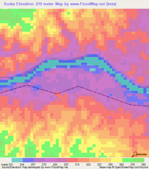 Souka,Gabon Elevation Map