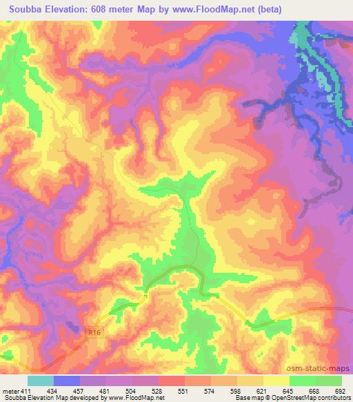 Soubba,Gabon Elevation Map