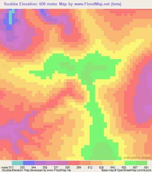 Soubba,Gabon Elevation Map