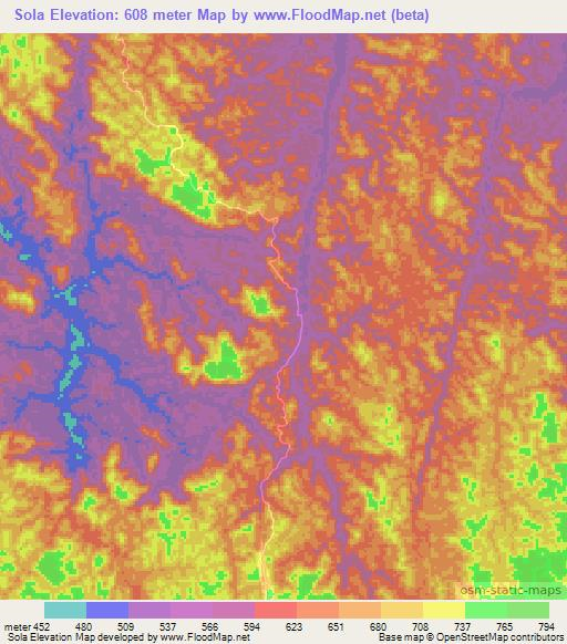 Sola,Gabon Elevation Map