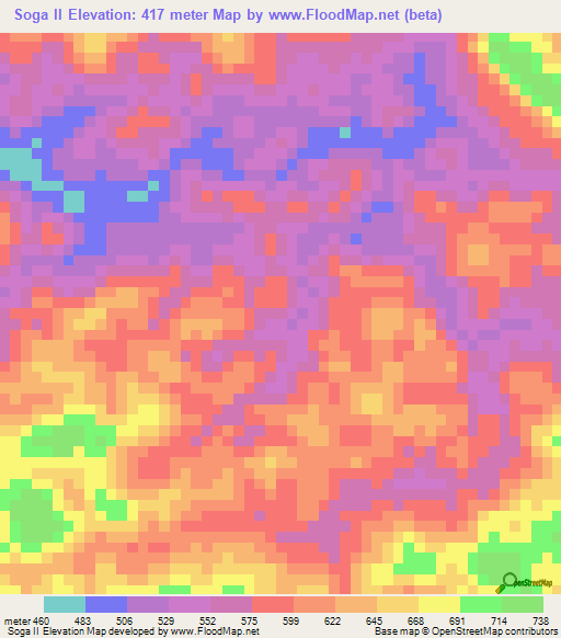 Soga II,Gabon Elevation Map