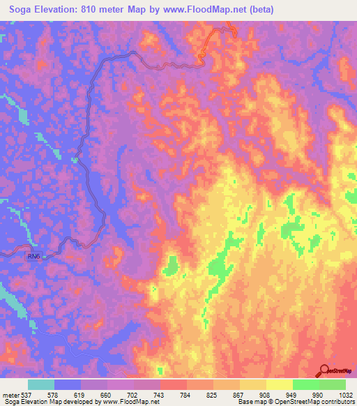 Soga,Gabon Elevation Map