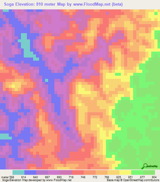 Soga,Gabon Elevation Map