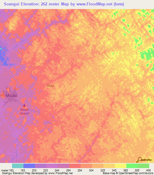 Soangui,Gabon Elevation Map