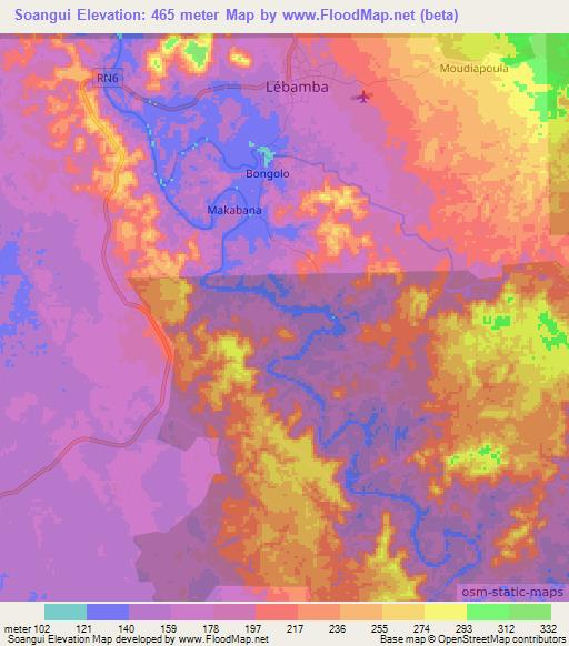 Soangui,Gabon Elevation Map