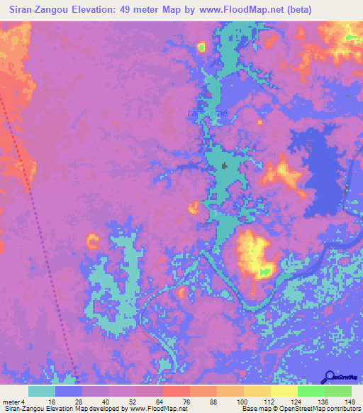 Siran-Zangou,Gabon Elevation Map