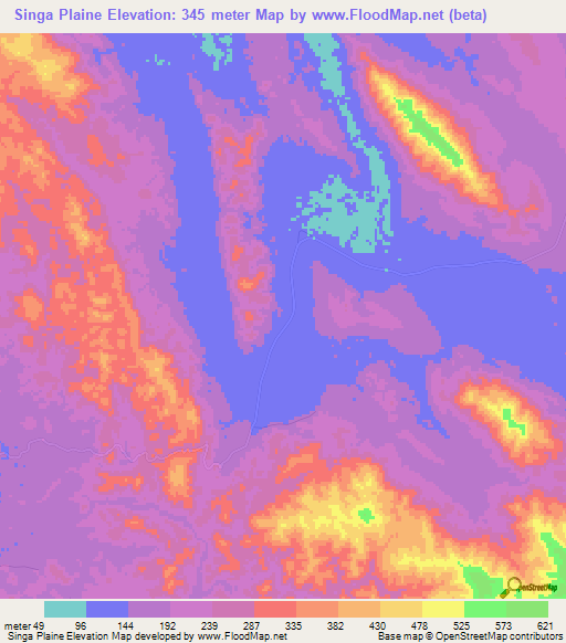Singa Plaine,Gabon Elevation Map