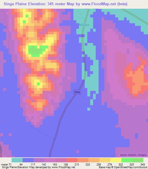 Singa Plaine,Gabon Elevation Map