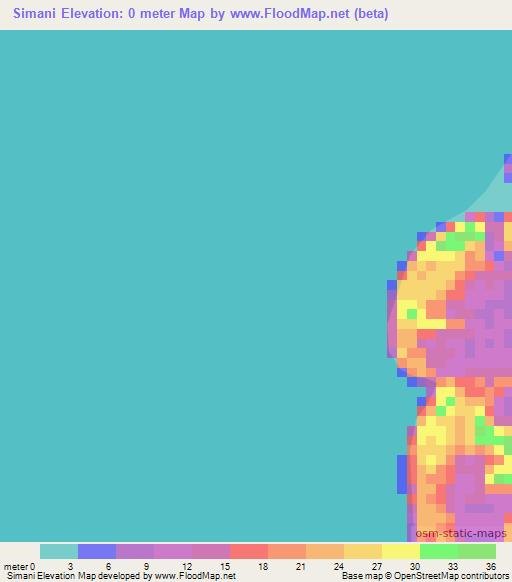 Simani,Gabon Elevation Map