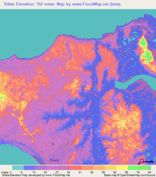 Sifala,Gabon Elevation Map