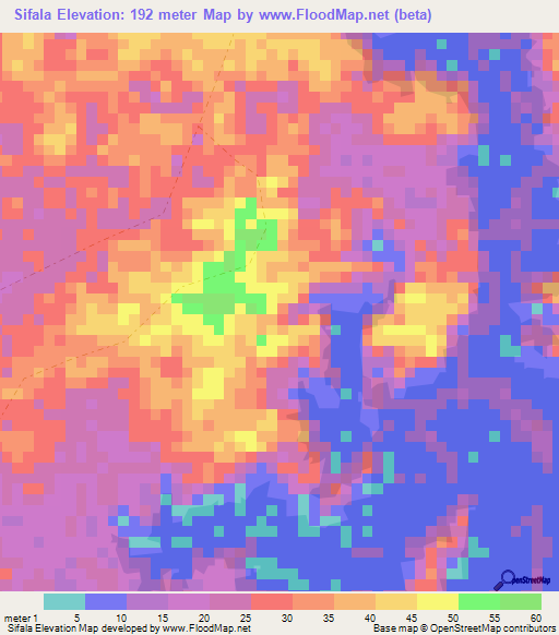 Sifala,Gabon Elevation Map