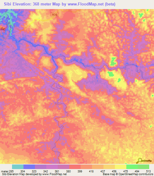 Sibi,Gabon Elevation Map