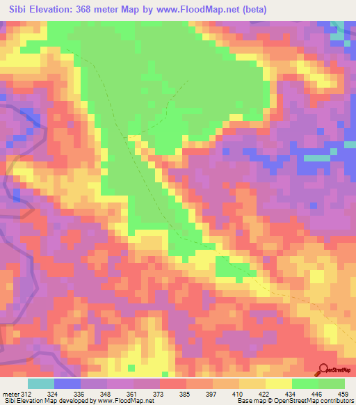 Sibi,Gabon Elevation Map