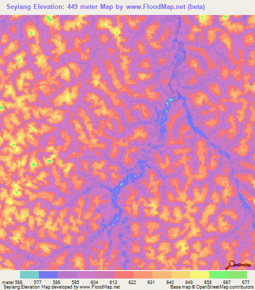 Seyiang,Gabon Elevation Map